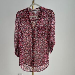 Diane Von Furstenberg Pink and Black Sheer Blouse
